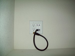 Outlet in closet (power, HDMI, 2 Coax)